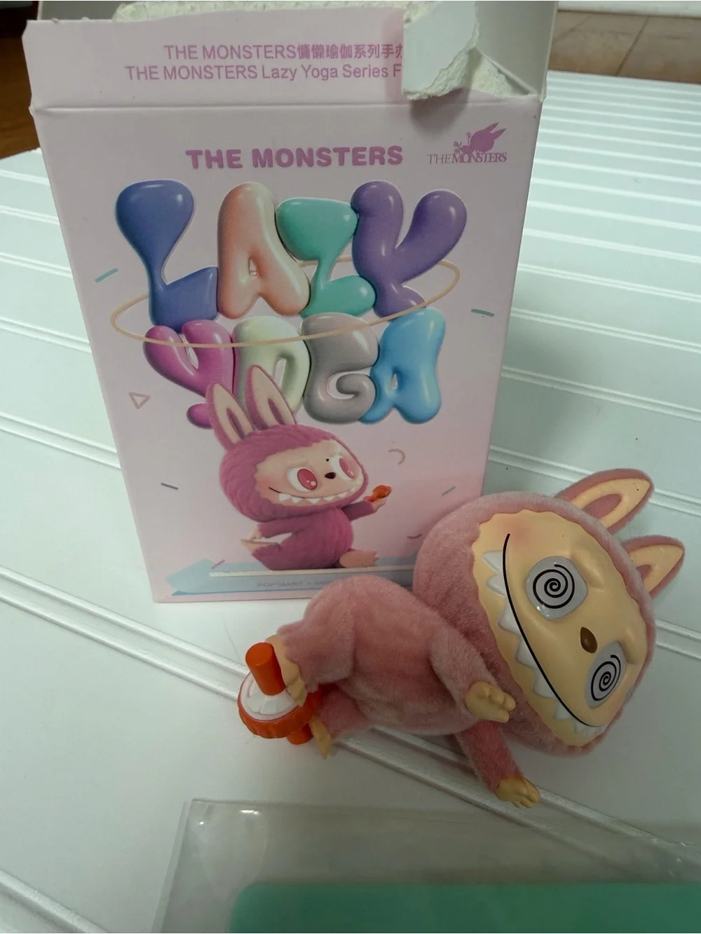 Lazy Yoga Pink Bunny Plush Collectible Figure with Card - The Monsters